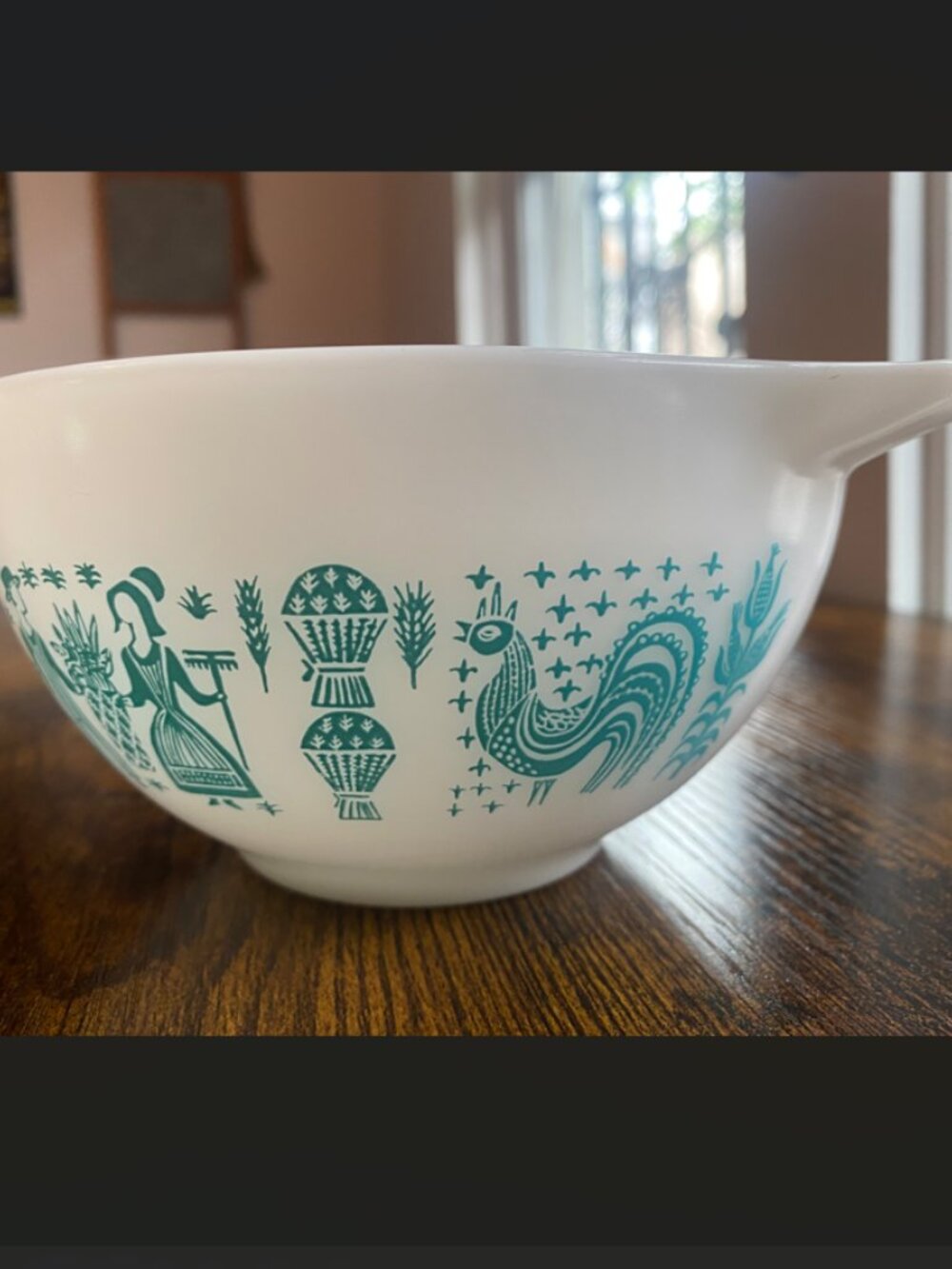 Vintage Pyrex Turquoise Amish Butterprint 1.5 Pint Cinderella Nesting Bowl - Picture 8 of 15